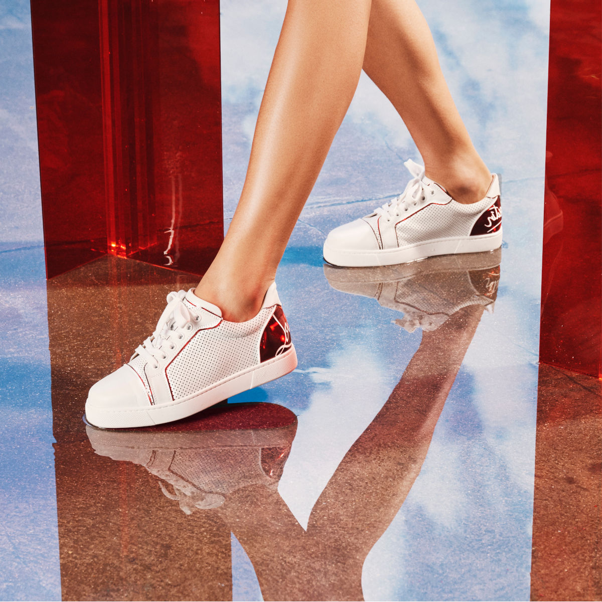 FUN VIEIRA WHITE/RED CALF - Shoes - Women - Christian Louboutin